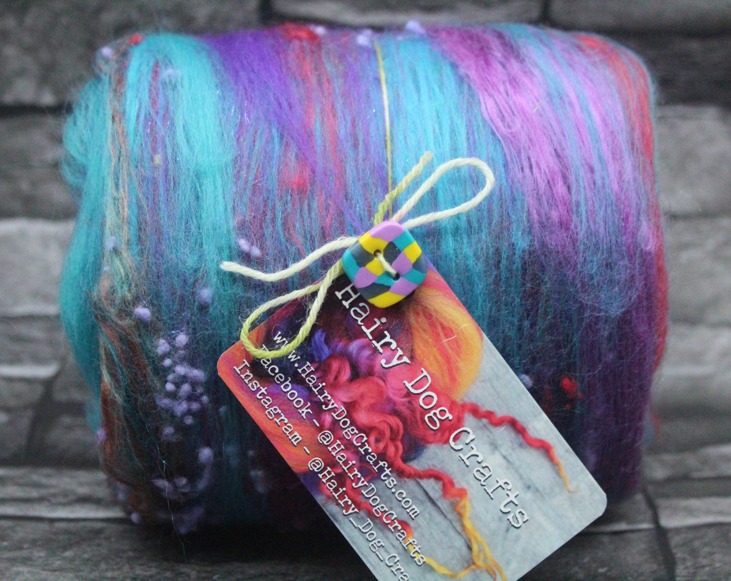 Merino Art Batt  - Purple Blue - NEPPS - 121 grams 4.2 oz - Wool for felting, spinning and weaving