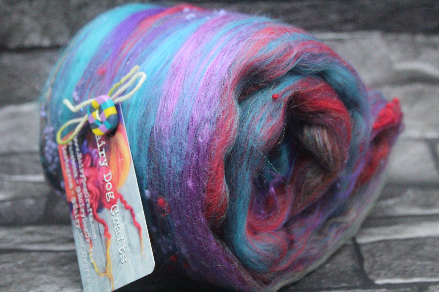 Merino Art Batt  - Purple Blue - NEPPS - 121 grams 4.2 oz - Wool for felting, spinning and weaving