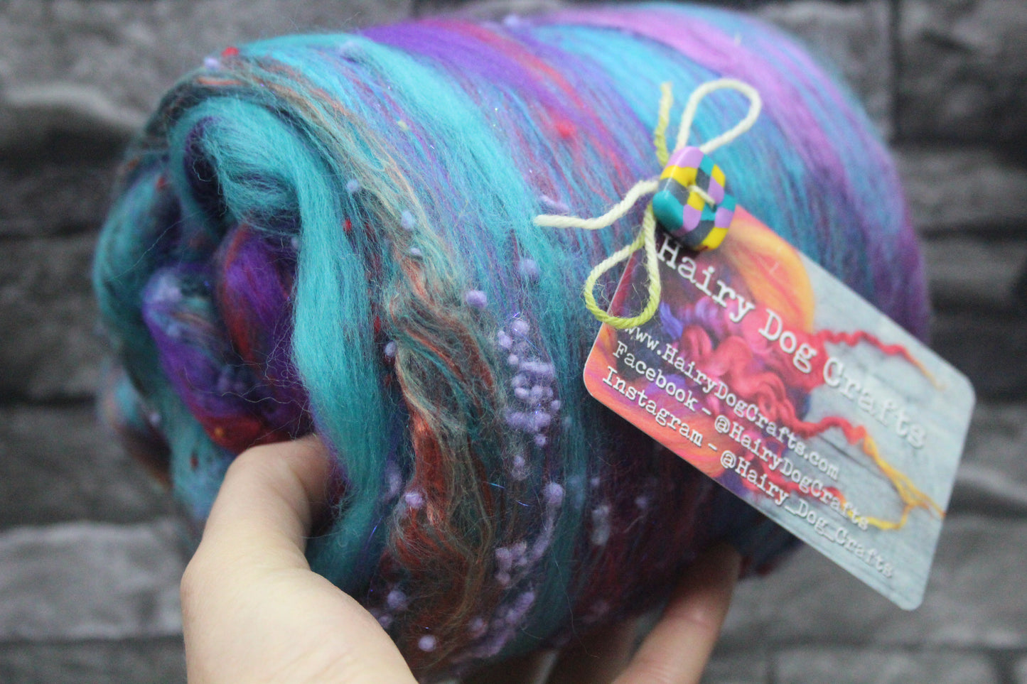 Merino Art Batt  - Purple Blue - NEPPS - 121 grams 4.2 oz - Wool for felting, spinning and weaving