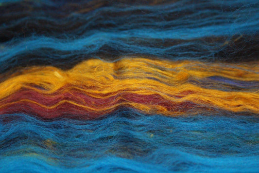 Merino Art Batt  - Blue Purple Red - 111 grams 3.9 oz - Wool for felting, spinning and weaving