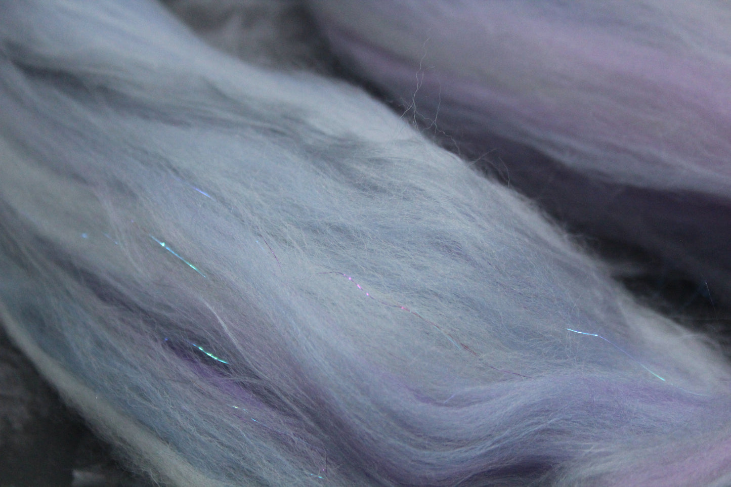 Merino Wool Blend - Grey White Purple - 23 grams / 0.8 oz - Fibre for felting, spinning and weaving