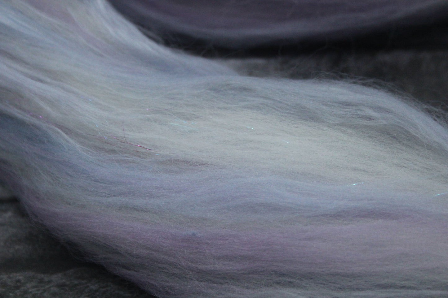 Merino Wool Blend - Grey White Purple - 23 grams / 0.8 oz - Fibre for felting, spinning and weaving