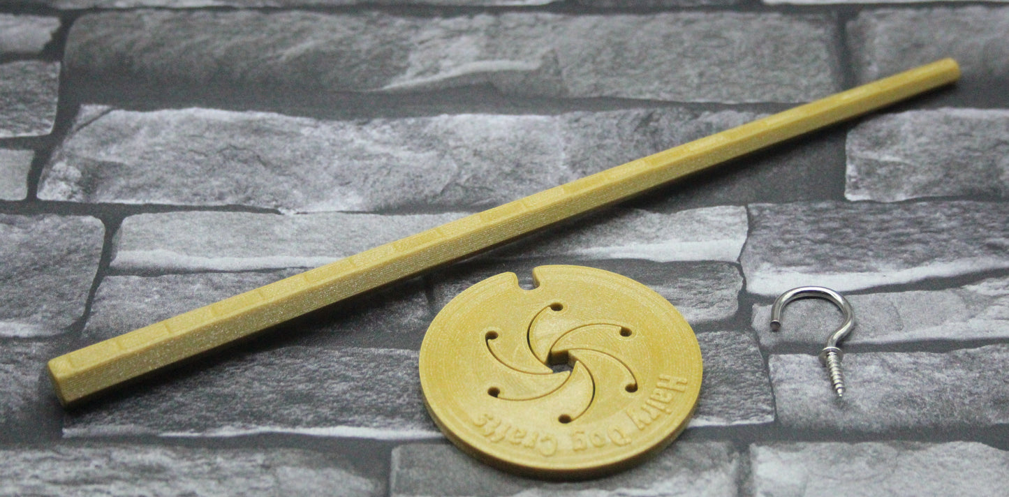 Top Whorl Spindle - (Imperfect) - Flat Pack - Glittery Gold (Bigger, silver hook)