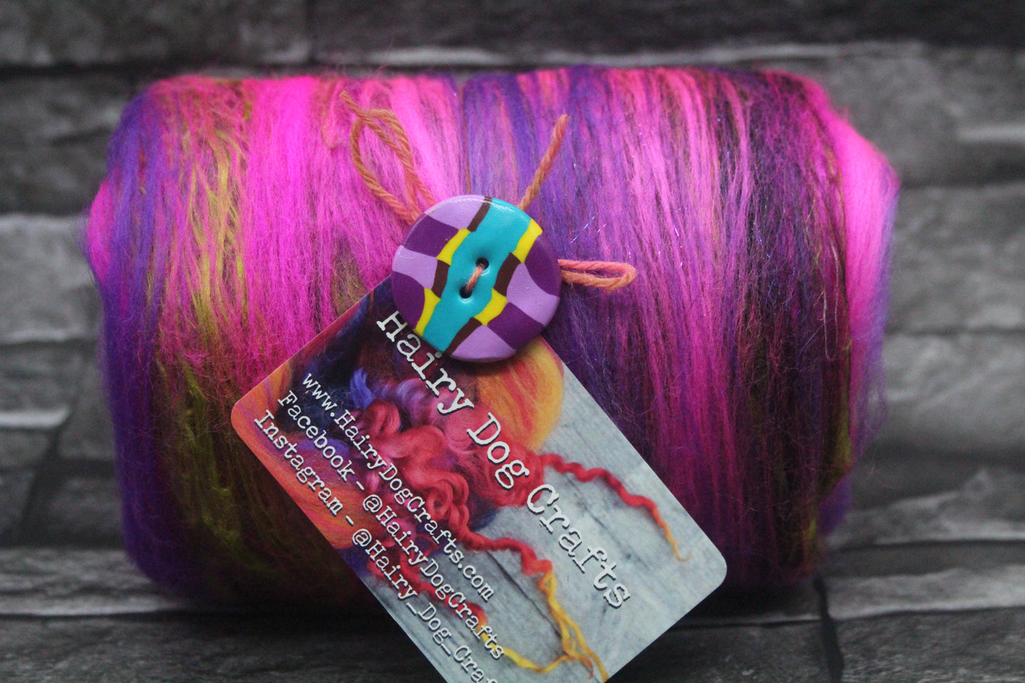 Merino Art Batt  - Pink Black Purple - 114 grams 4 oz - Wool for felting, spinning and weaving