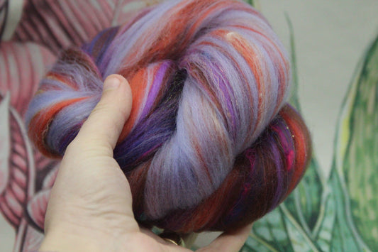 Merino Wool Blend - Purple Brown - 30 grams / 1 oz  - Fibre for felting, weaving or spinning