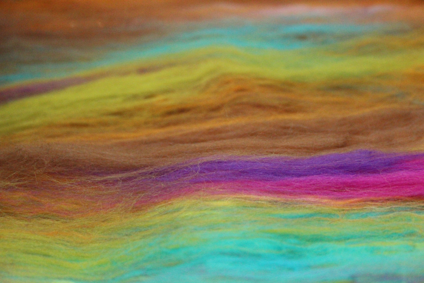 Supersoft Merino Art Batt  - Green Brown Orange - 58 grams 2 oz - Wool for felting, spinning and weaving