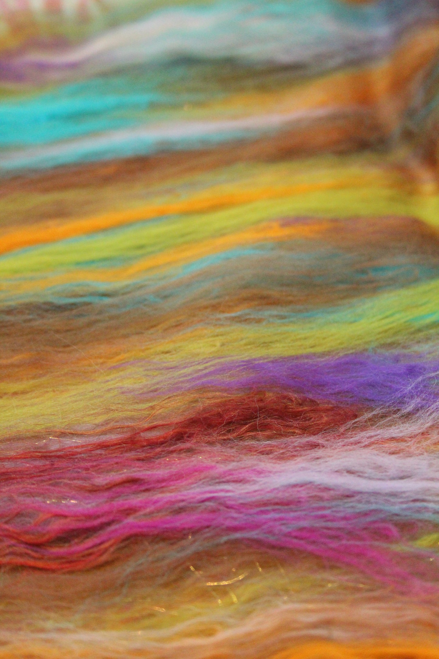 Supersoft Merino Art Batt  - Green Brown Orange - 58 grams 2 oz - Wool for felting, spinning and weaving