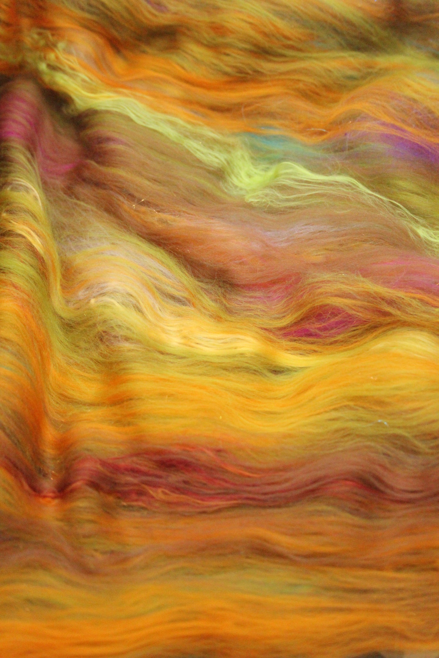 Supersoft Merino Art Batt  - Green Brown Orange - 58 grams 2 oz - Wool for felting, spinning and weaving