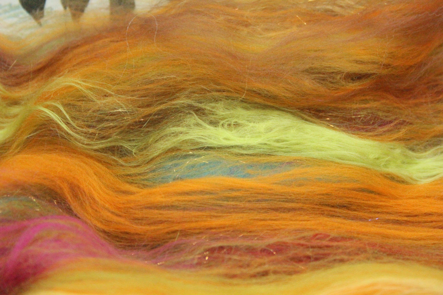 Supersoft Merino Art Batt  - Green Brown Orange - 58 grams 2 oz - Wool for felting, spinning and weaving