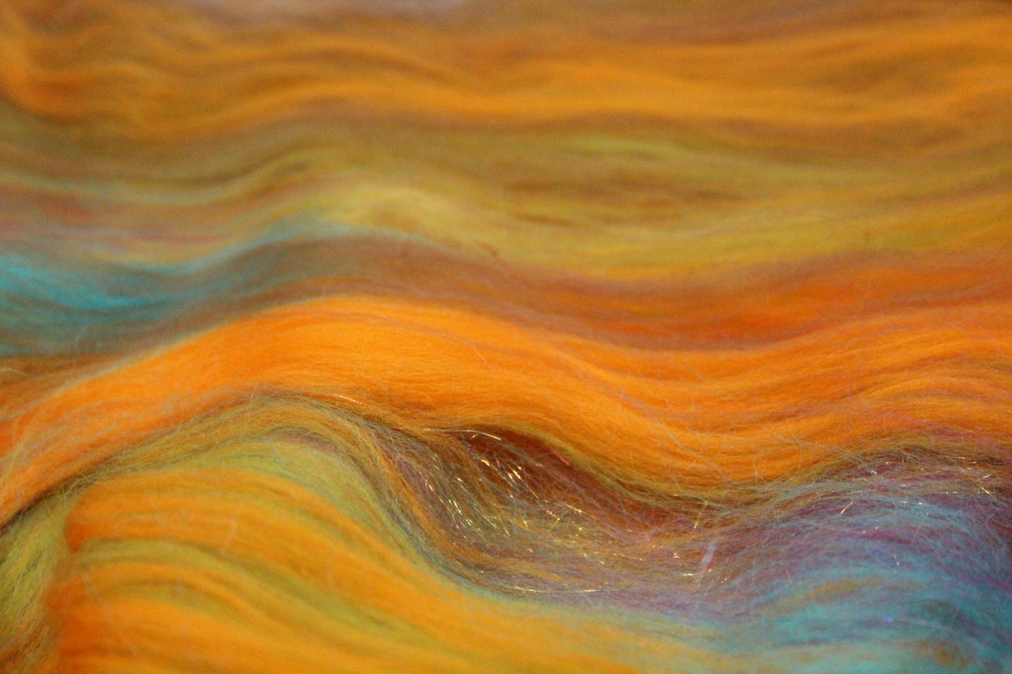 Supersoft Merino Art Batt  - Green Brown Orange - 58 grams 2 oz - Wool for felting, spinning and weaving