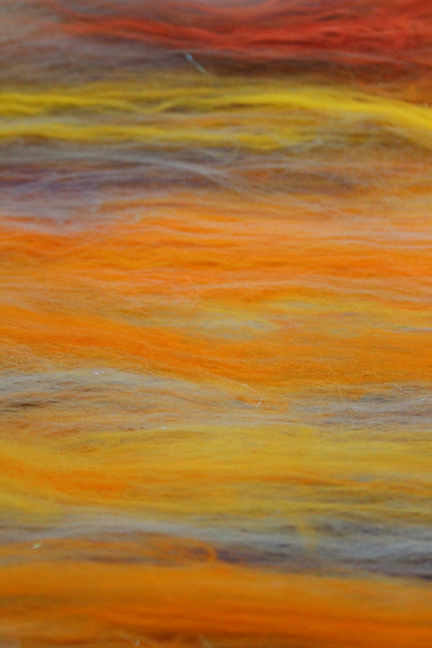 Supersoft Merino Art Batt  - Orange Yellow Blue - 63 grams 2.2 oz - Wool for felting, spinning and weaving