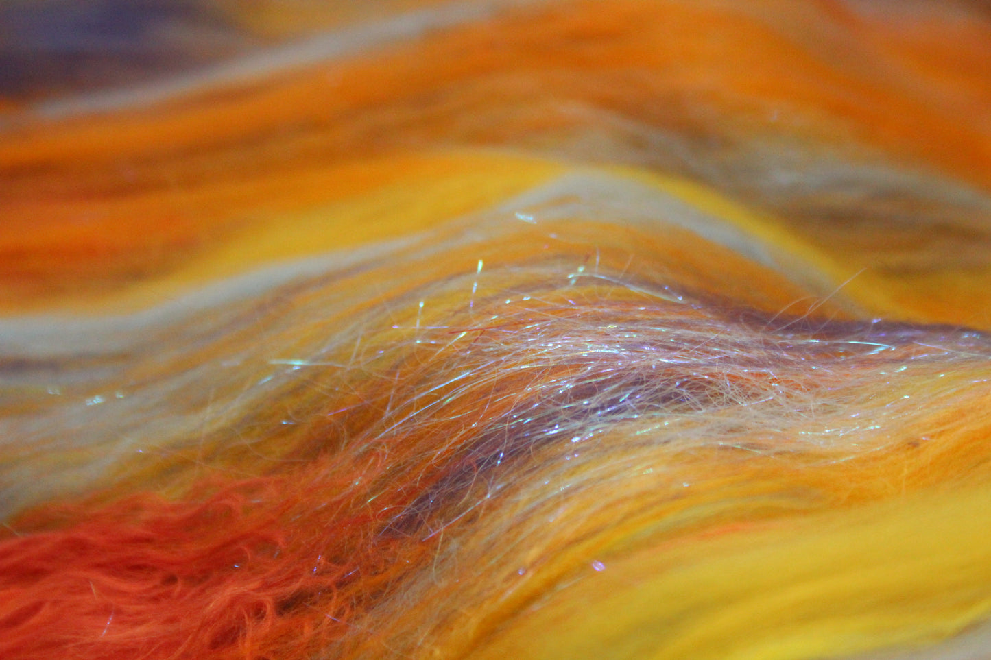Supersoft Merino Art Batt  - Orange Yellow Blue - 63 grams 2.2 oz - Wool for felting, spinning and weaving