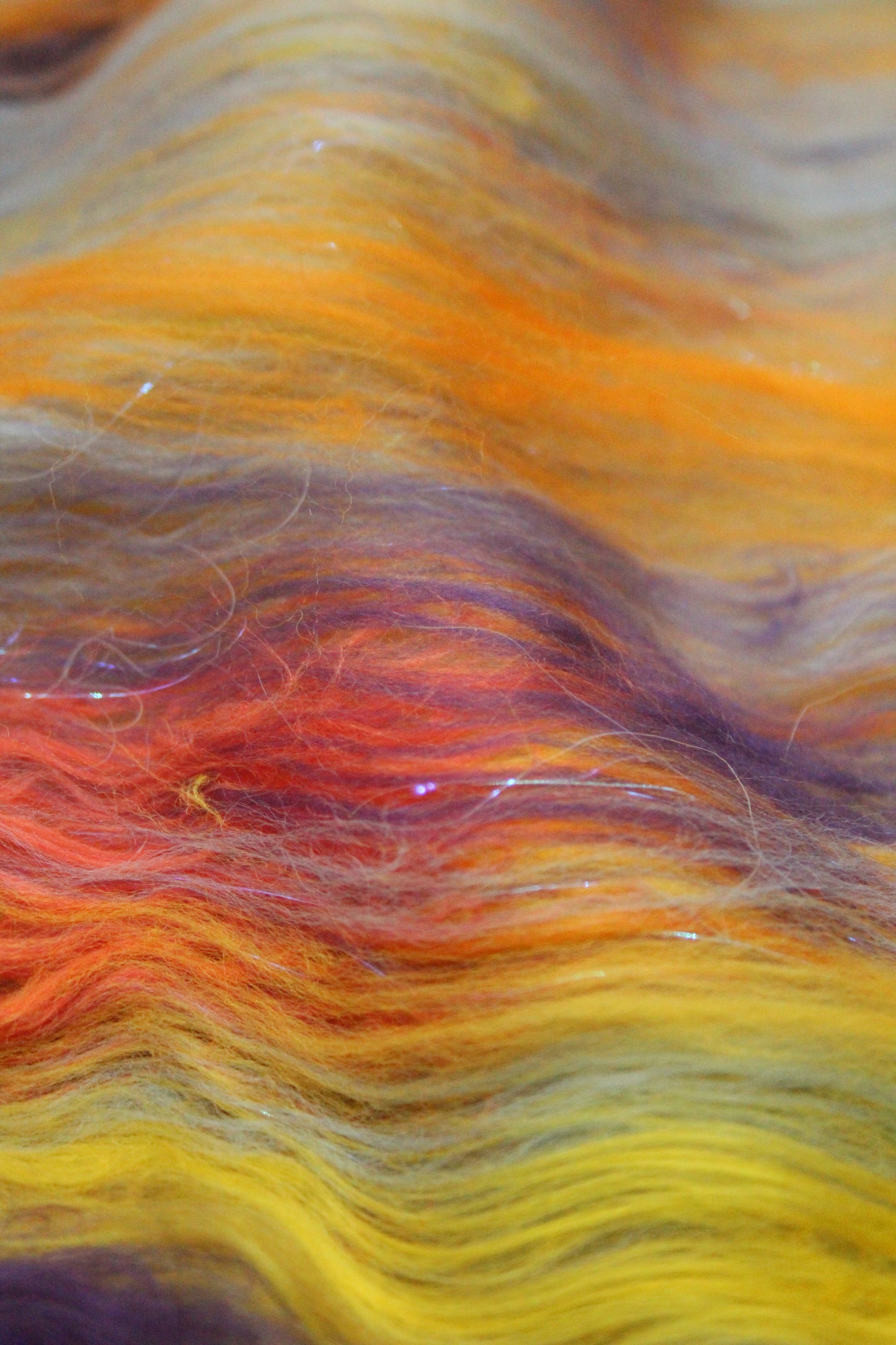 Supersoft Merino Art Batt  - Orange Yellow Blue - 63 grams 2.2 oz - Wool for felting, spinning and weaving