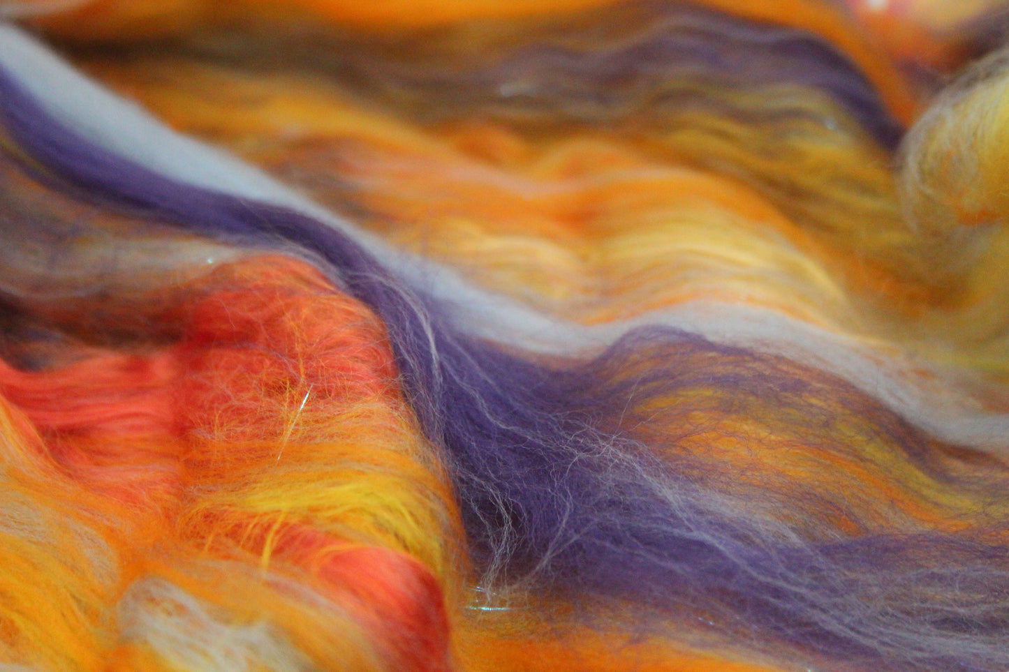 Supersoft Merino Art Batt  - Orange Yellow Blue - 63 grams 2.2 oz - Wool for felting, spinning and weaving