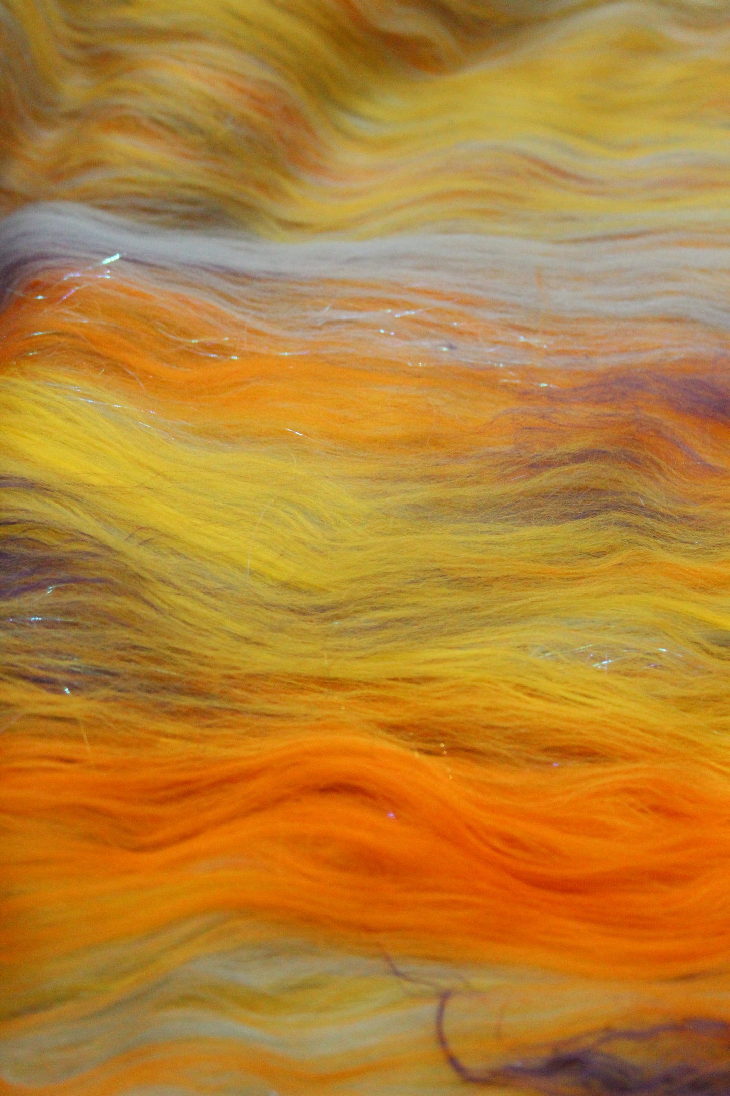Supersoft Merino Art Batt  - Orange Yellow Blue - 63 grams 2.2 oz - Wool for felting, spinning and weaving