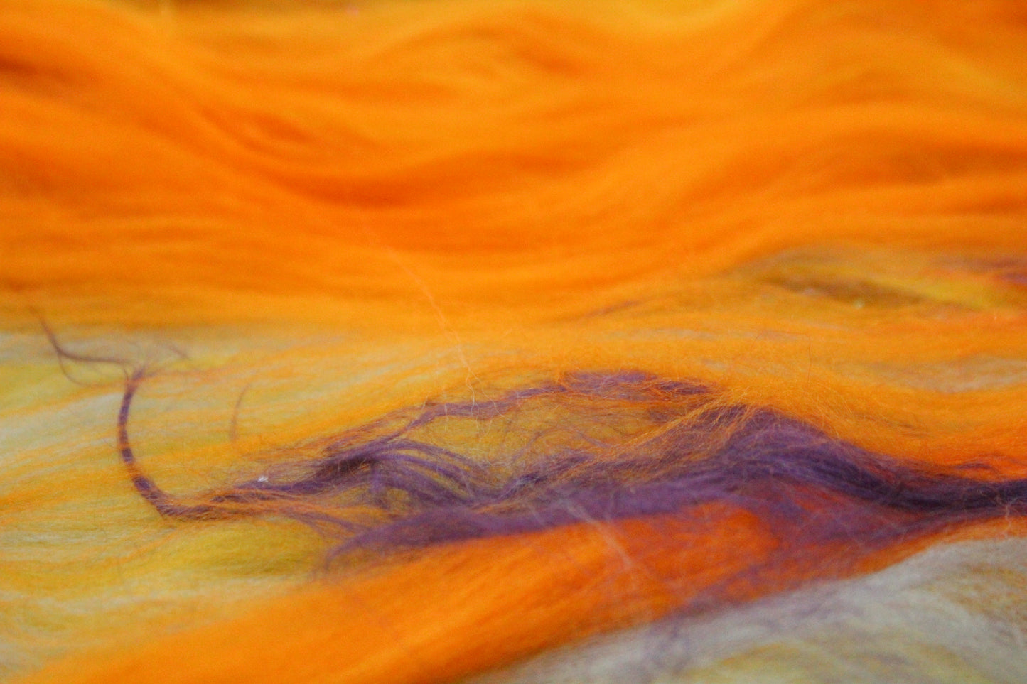 Supersoft Merino Art Batt  - Orange Yellow Blue - 63 grams 2.2 oz - Wool for felting, spinning and weaving