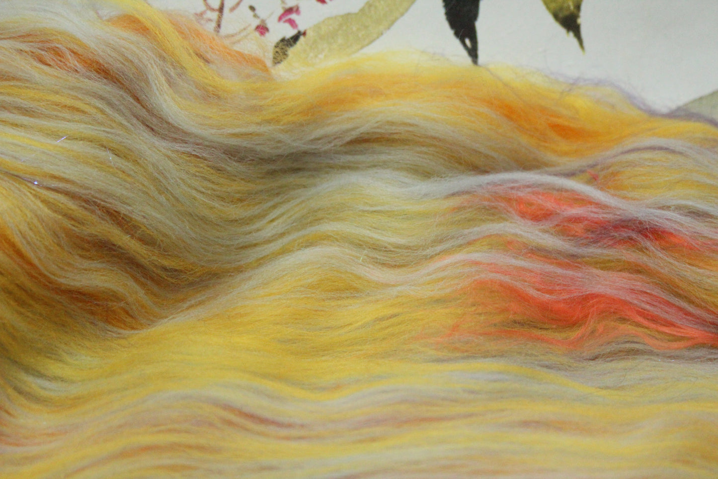 Supersoft Merino Art Batt  - Orange Yellow Blue - 63 grams 2.2 oz - Wool for felting, spinning and weaving