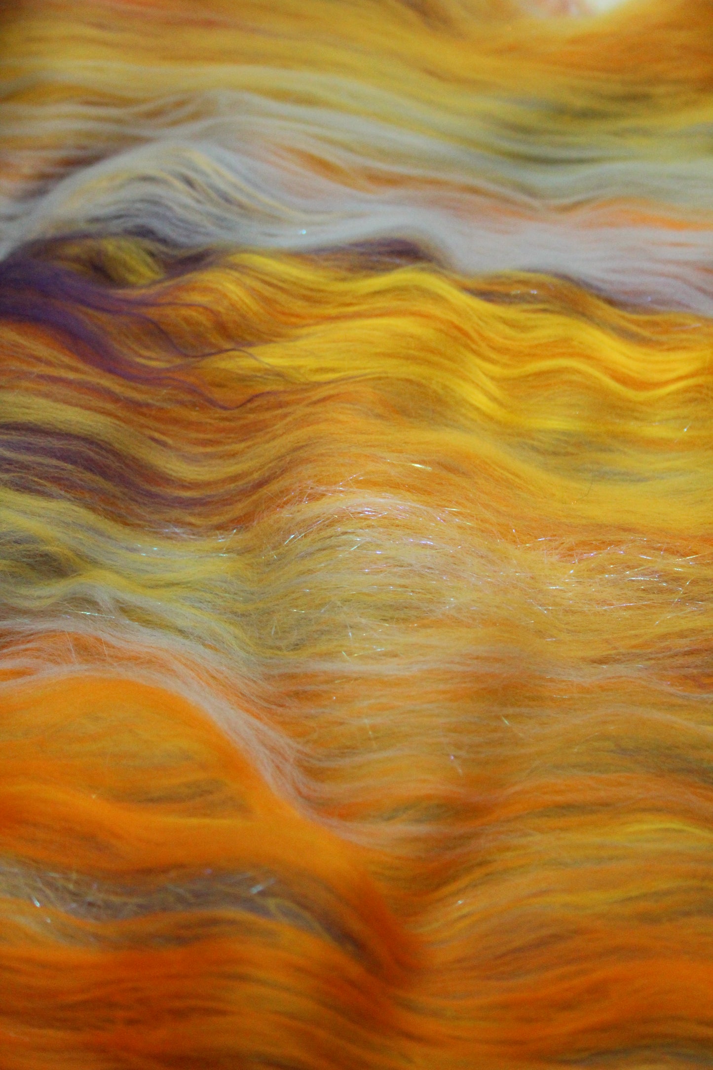 Supersoft Merino Art Batt  - Orange Yellow Blue - 63 grams 2.2 oz - Wool for felting, spinning and weaving