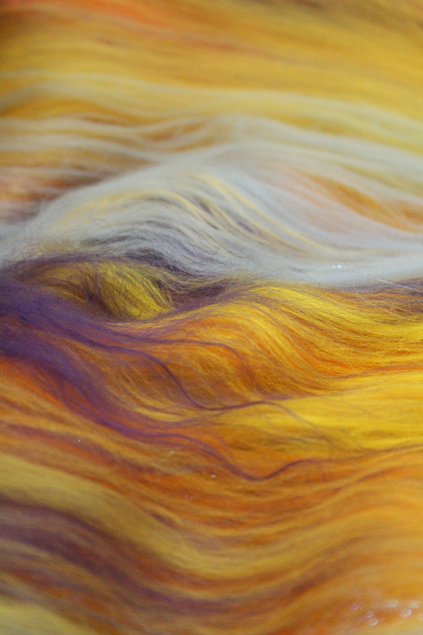 Supersoft Merino Art Batt  - Orange Yellow Blue - 63 grams 2.2 oz - Wool for felting, spinning and weaving