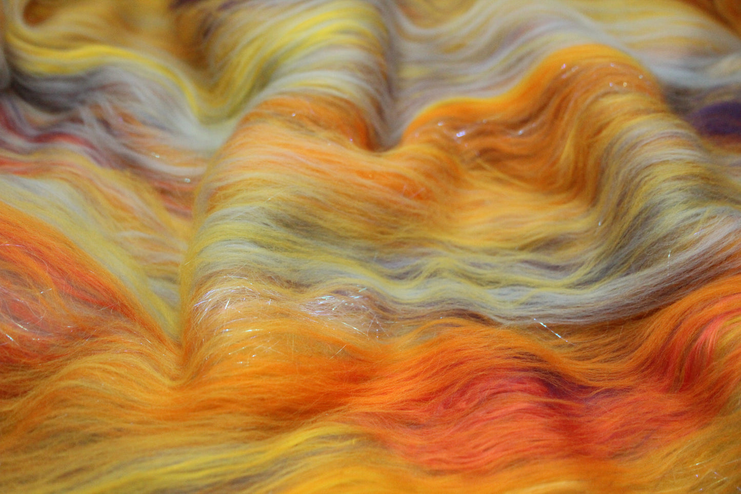 Supersoft Merino Art Batt  - Orange Yellow Blue - 63 grams 2.2 oz - Wool for felting, spinning and weaving