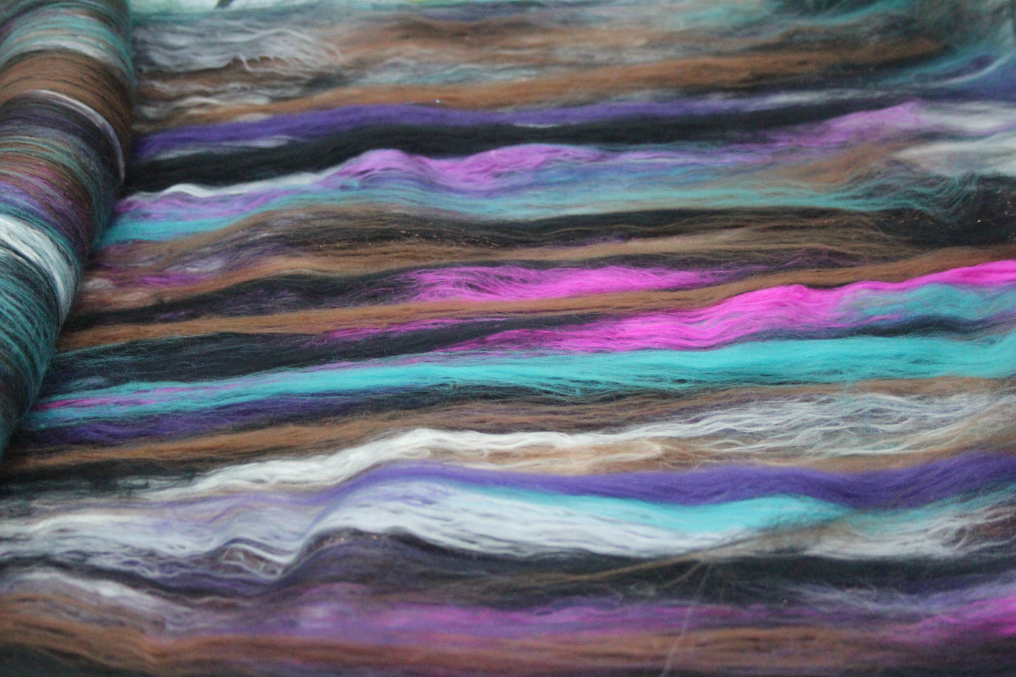 Supersoft Merino Art Batt  - Blue Black Brown Purple - 56 grams 1.9 oz - Wool for felting, spinning and weaving