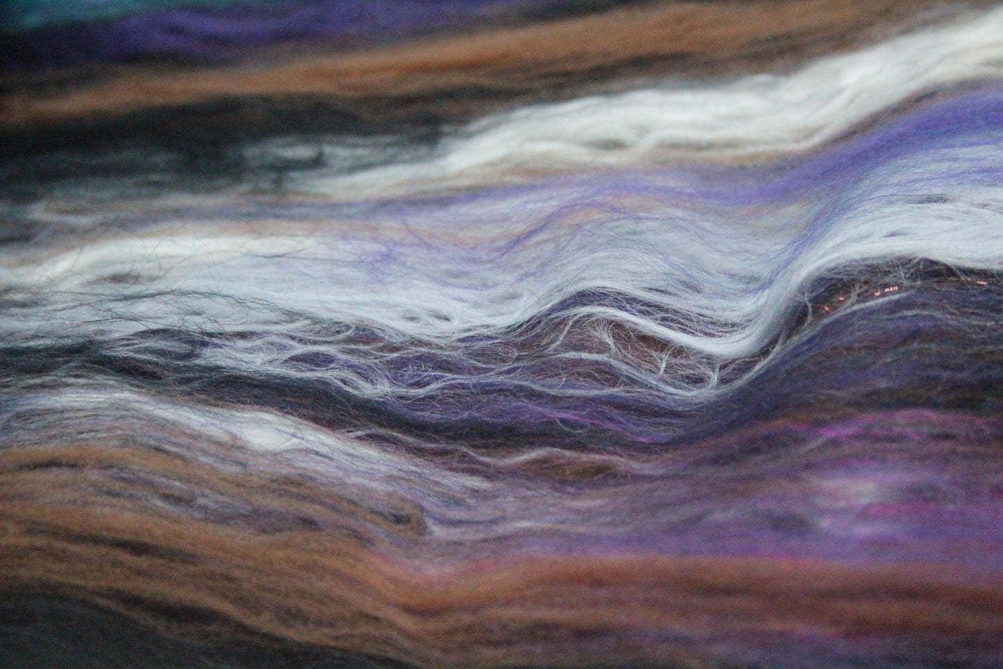 Supersoft Merino Art Batt  - Blue Black Brown Purple - 56 grams 1.9 oz - Wool for felting, spinning and weaving