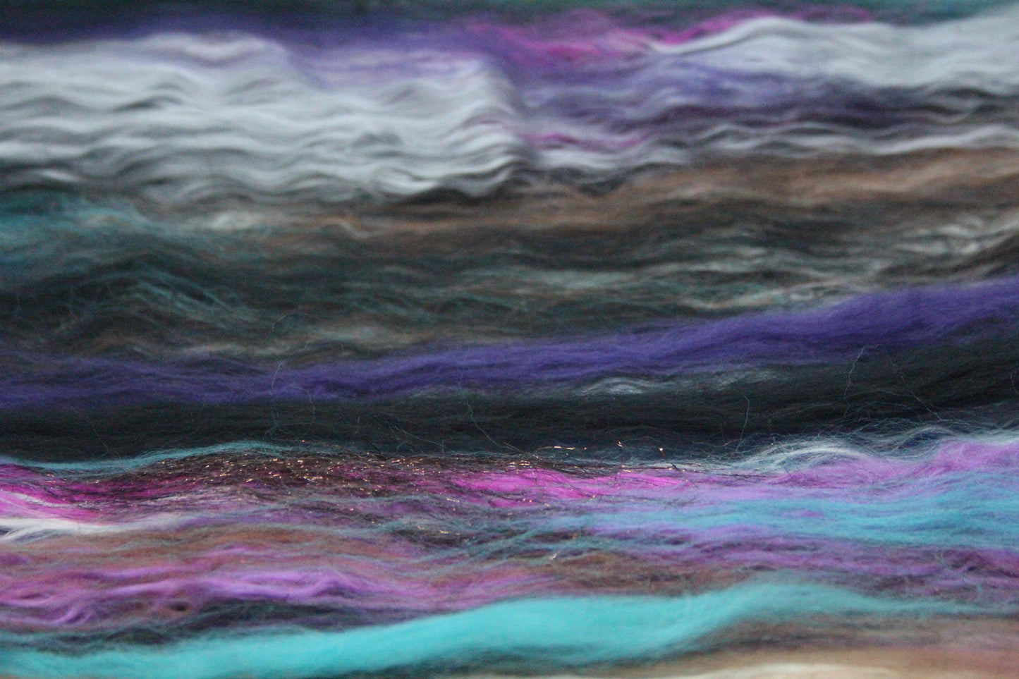 Supersoft Merino Art Batt  - Blue Black Brown Purple - 56 grams 1.9 oz - Wool for felting, spinning and weaving