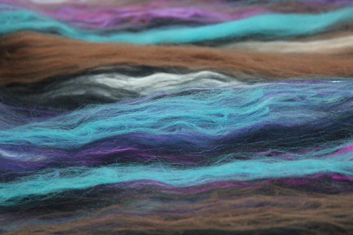 Supersoft Merino Art Batt  - Blue Black Brown Purple - 56 grams 1.9 oz - Wool for felting, spinning and weaving