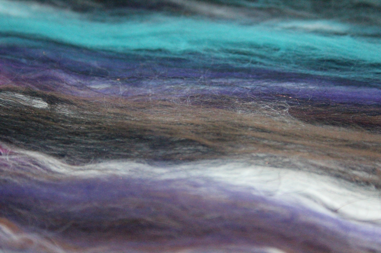 Supersoft Merino Art Batt  - Blue Black Brown Purple - 56 grams 1.9 oz - Wool for felting, spinning and weaving