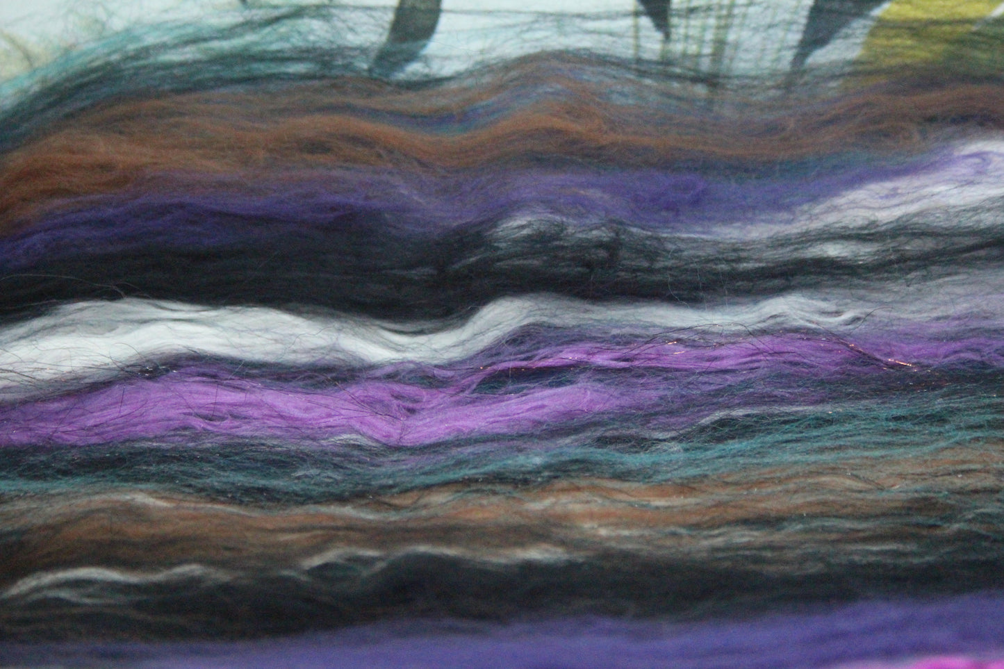 Supersoft Merino Art Batt  - Blue Black Brown Purple - 56 grams 1.9 oz - Wool for felting, spinning and weaving