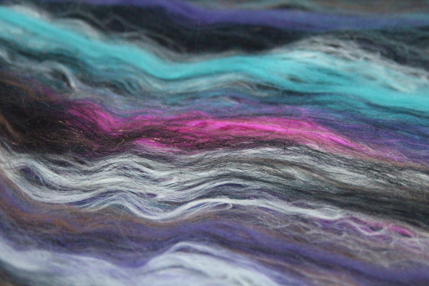 Supersoft Merino Art Batt  - Blue Black Brown Purple - 56 grams 1.9 oz - Wool for felting, spinning and weaving