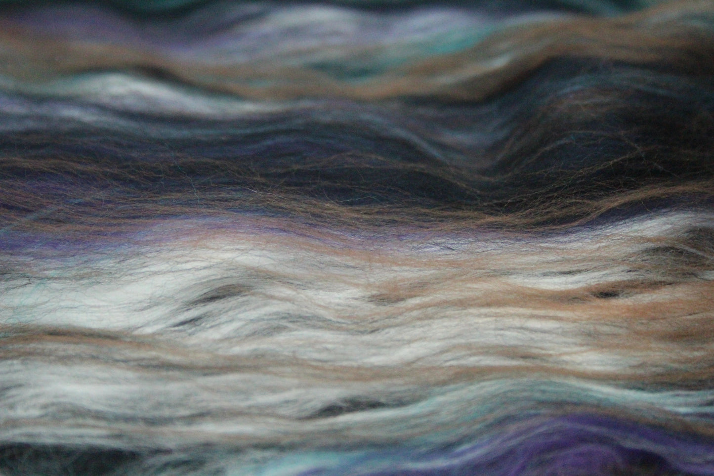 Supersoft Merino Art Batt  - Blue Black Brown Purple - 56 grams 1.9 oz - Wool for felting, spinning and weaving