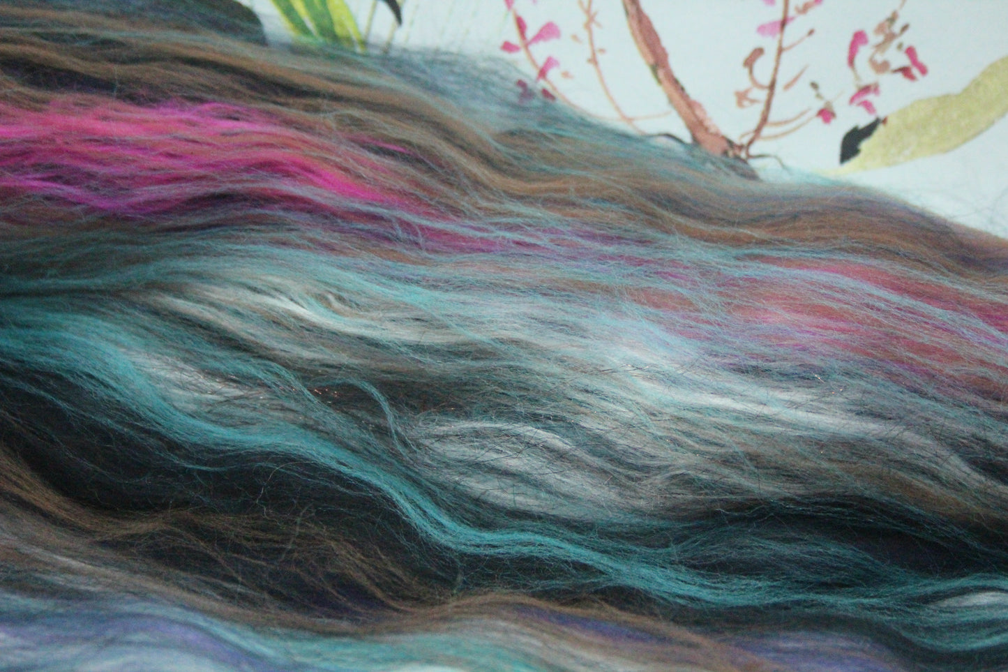 Supersoft Merino Art Batt  - Blue Black Brown Purple - 56 grams 1.9 oz - Wool for felting, spinning and weaving