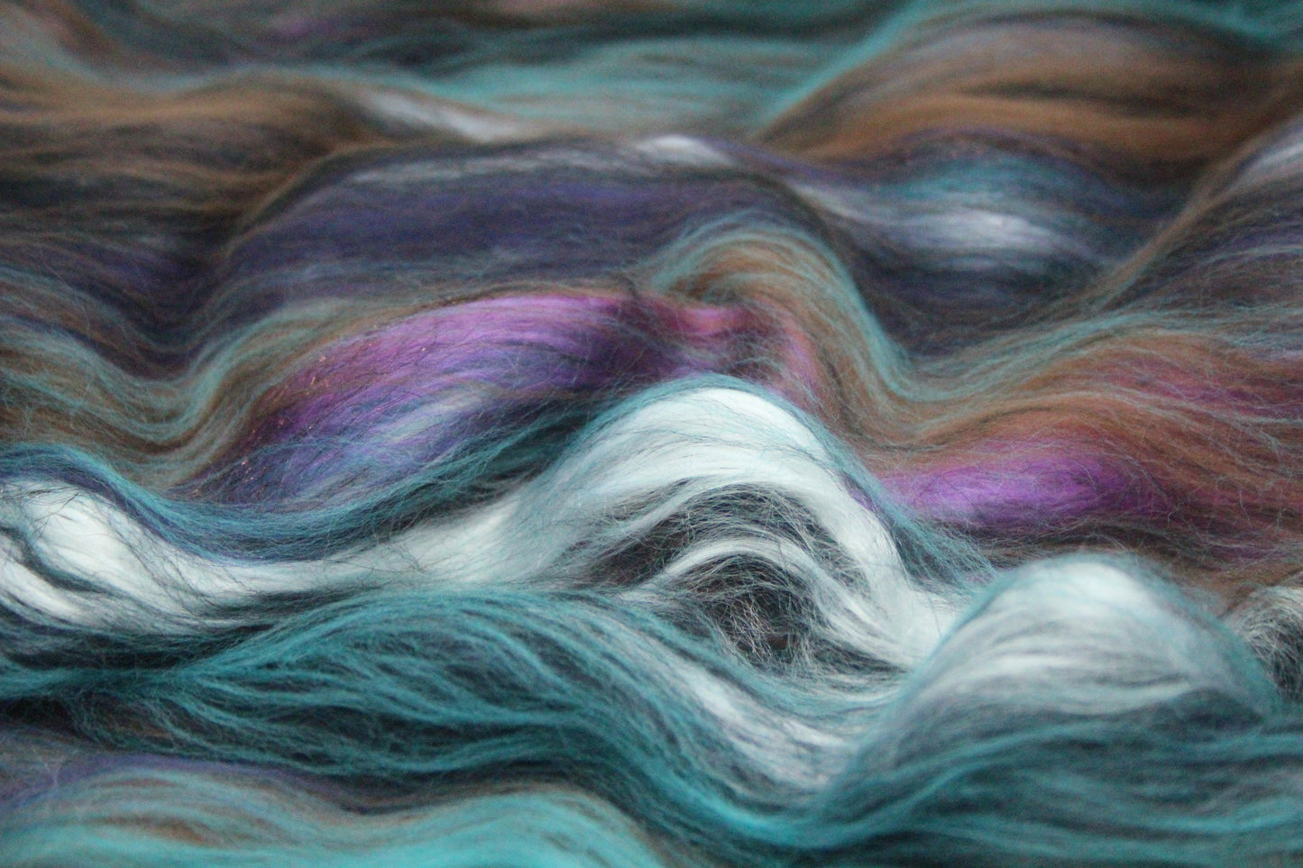 Supersoft Merino Art Batt  - Blue Black Brown Purple - 56 grams 1.9 oz - Wool for felting, spinning and weaving