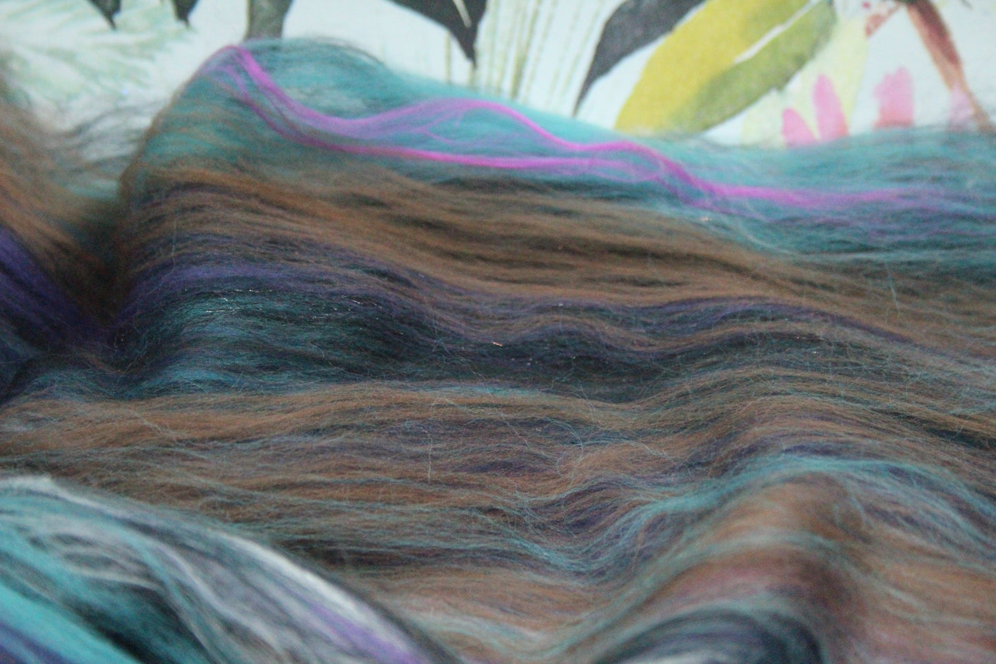 Supersoft Merino Art Batt  - Blue Black Brown Purple - 56 grams 1.9 oz - Wool for felting, spinning and weaving