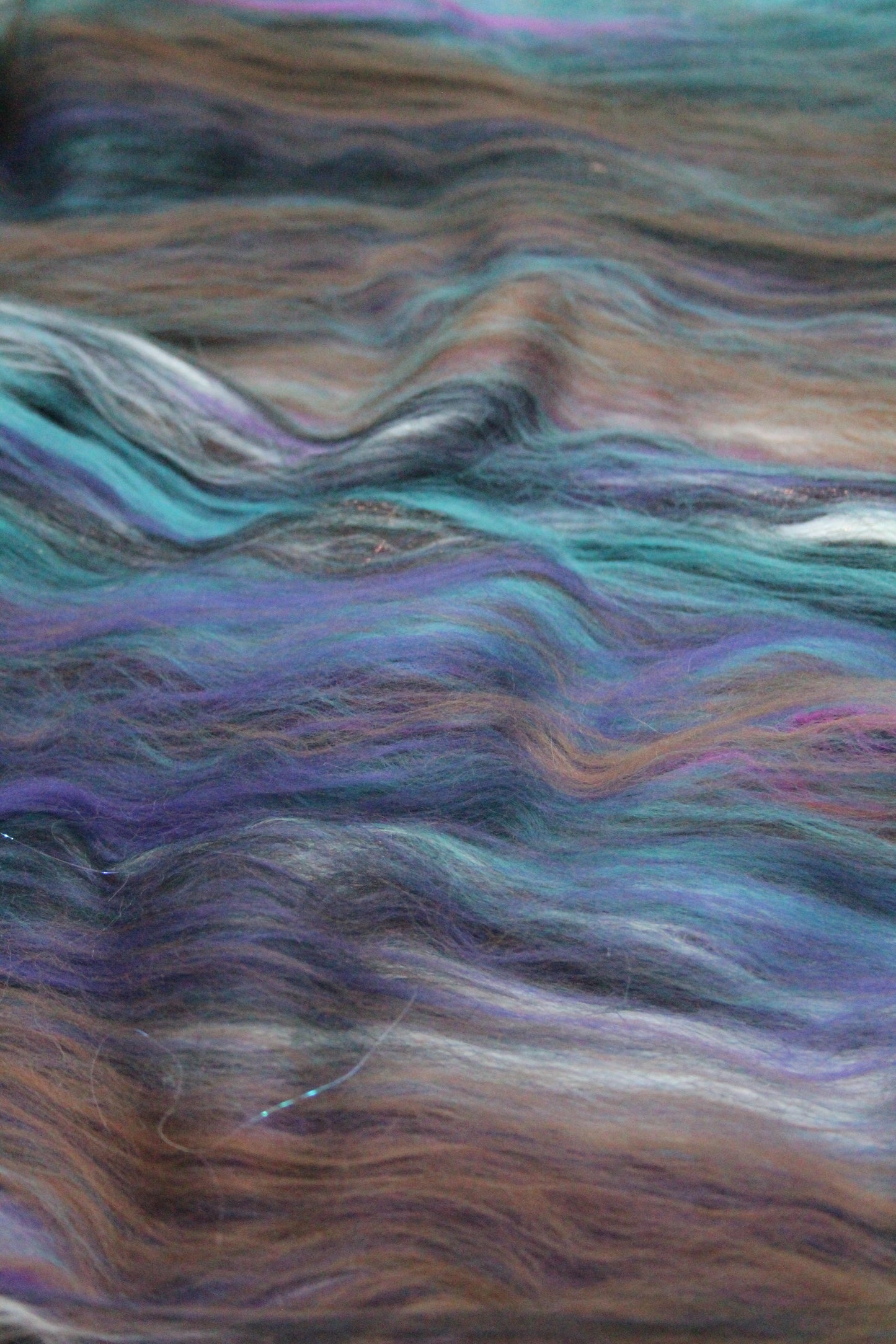 Supersoft Merino Art Batt  - Blue Black Brown Purple - 56 grams 1.9 oz - Wool for felting, spinning and weaving