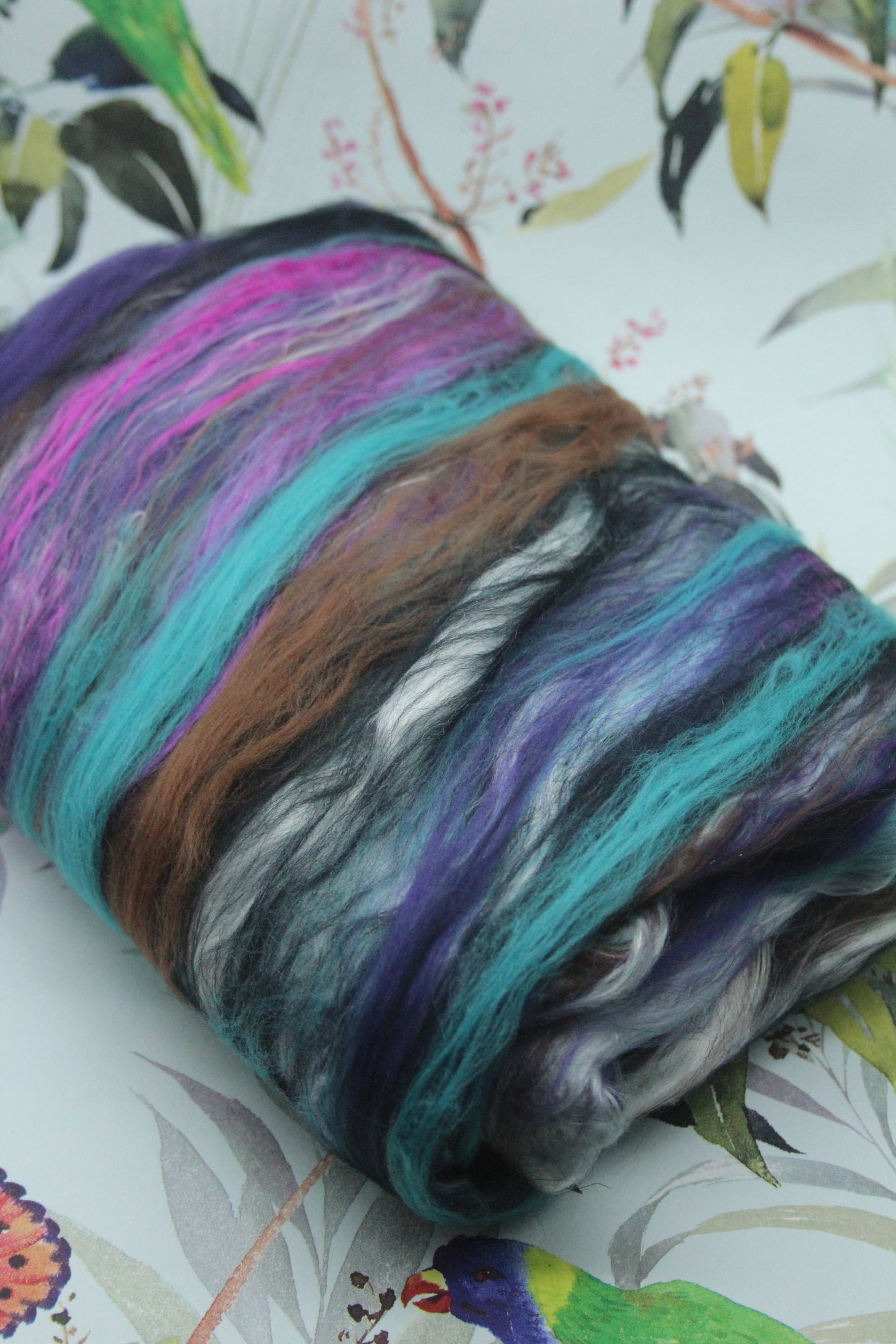 Supersoft Merino Art Batt  - Blue Black Brown Purple - 56 grams 1.9 oz - Wool for felting, spinning and weaving