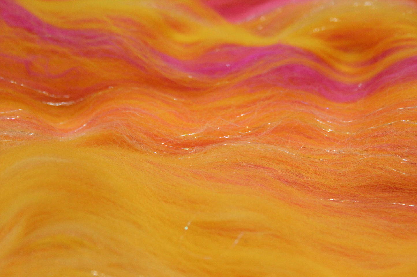 Merino Art Batt  - Pink Yellow - 69 grams 2.4 oz - Wool for felting, spinning and weaving