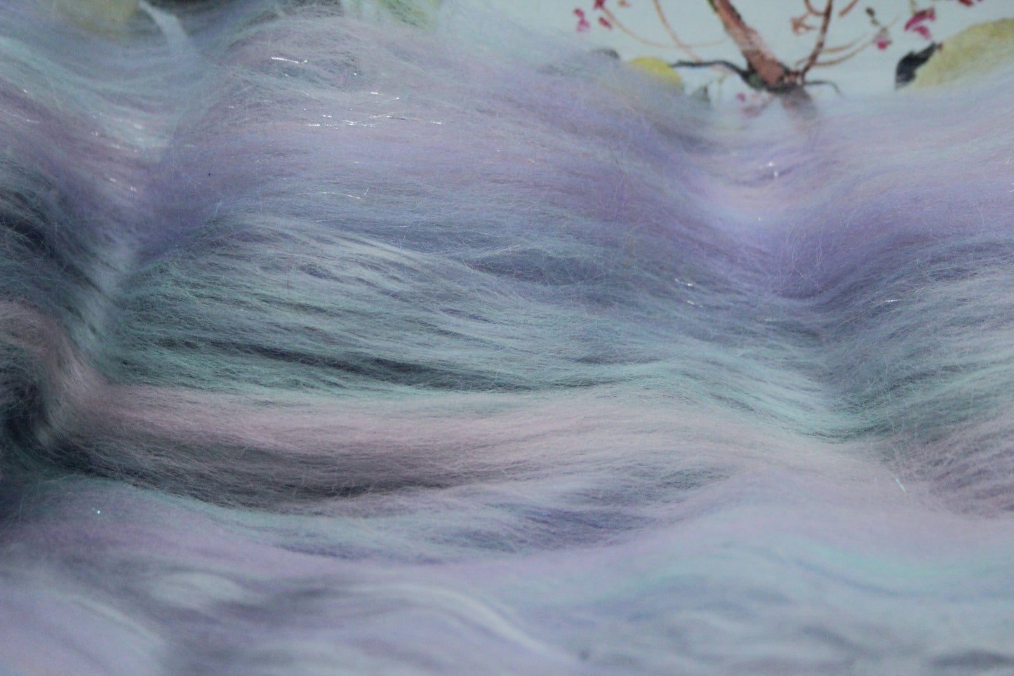 Merino Art Batt  - Purple Blue Pink - 90 grams 3.1 oz - Wool for felting, spinning and weaving