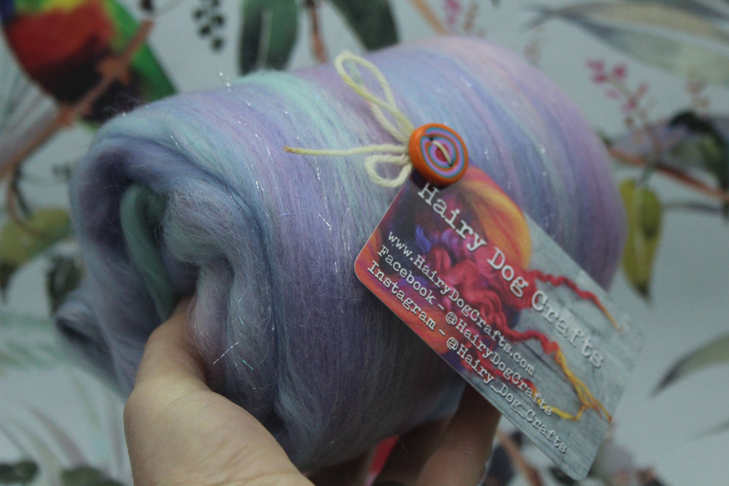 Merino Art Batt  - Purple Blue Pink - 90 grams 3.1 oz - Wool for felting, spinning and weaving