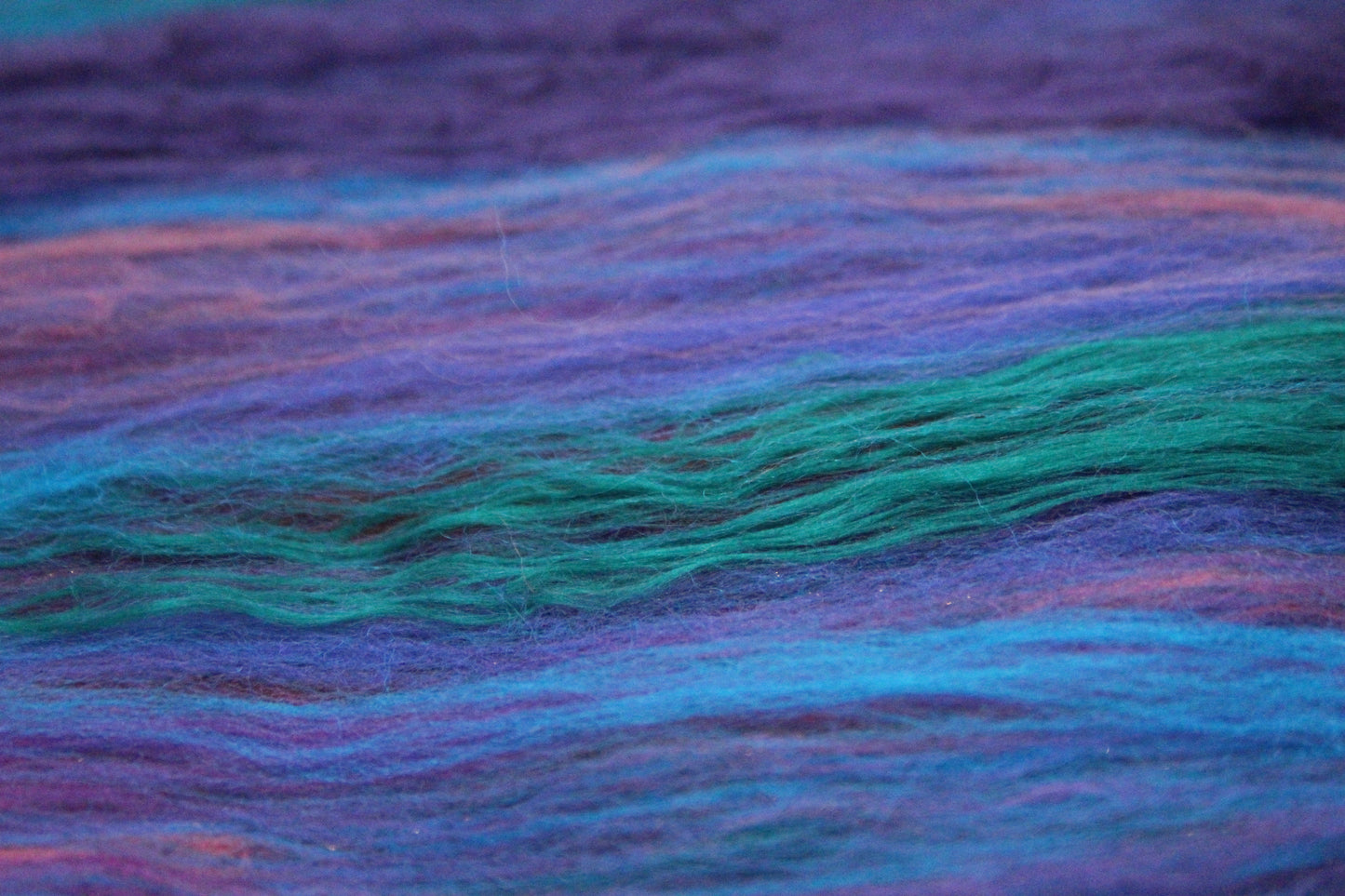Merino Art Batt  - Ultraviolet Brown Blue Pink - 59 grams 2 oz - Wool for felting, spinning and weaving