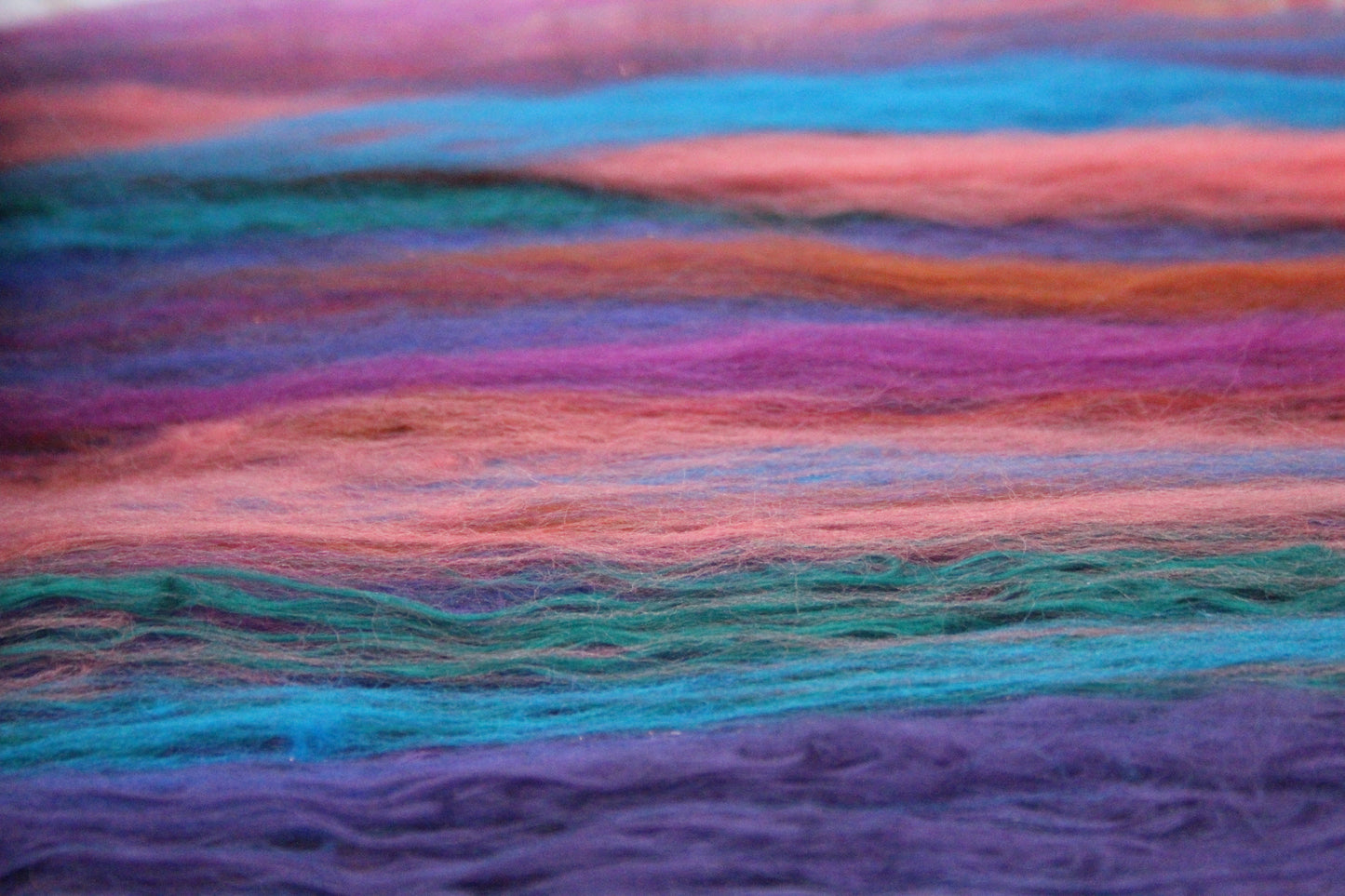 Merino Art Batt  - Ultraviolet Brown Blue Pink - 59 grams 2 oz - Wool for felting, spinning and weaving