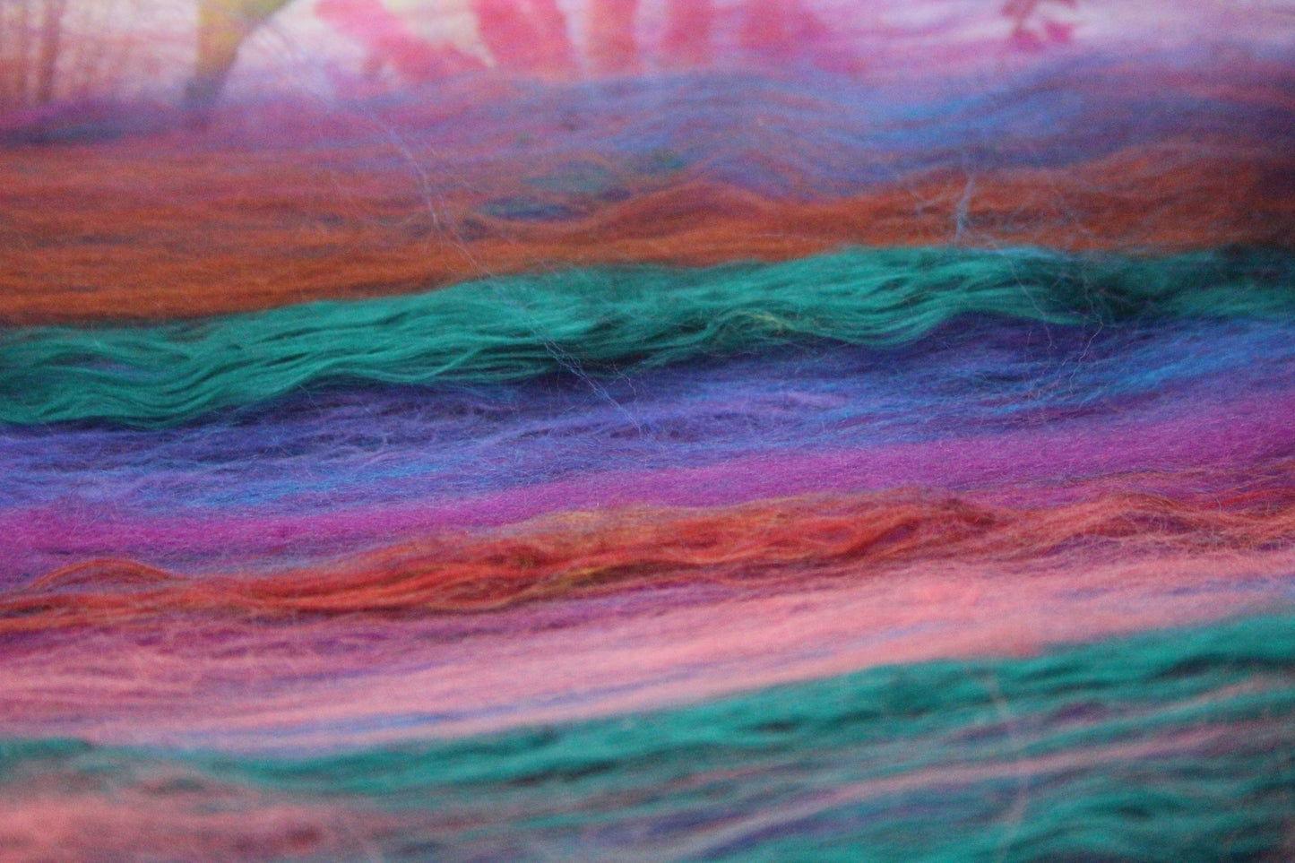 Merino Art Batt  - Ultraviolet Brown Blue Pink - 59 grams 2 oz - Wool for felting, spinning and weaving