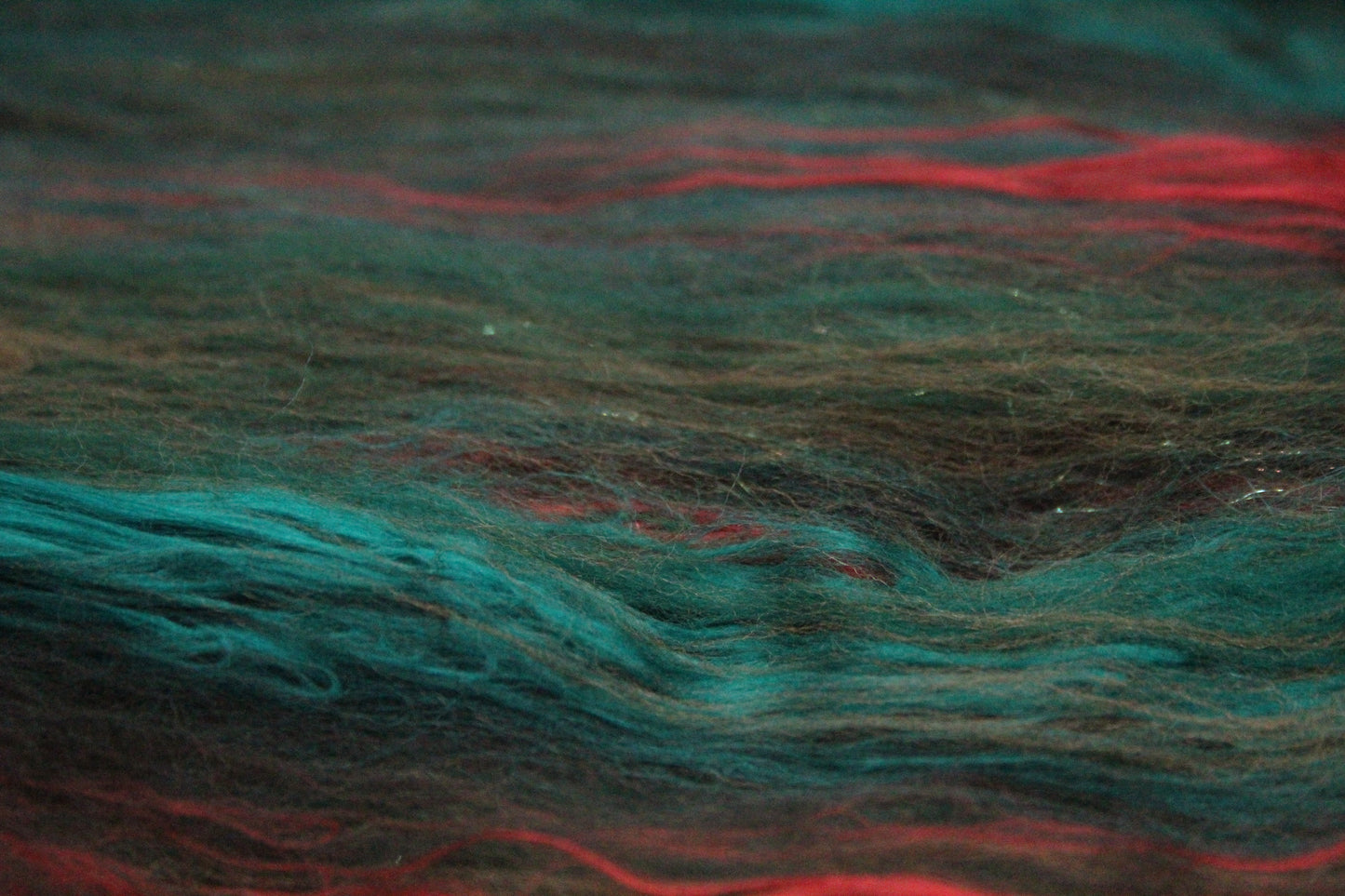 Merino Art Batt  - Green Brown - 72 grams 2.5 oz - Wool for felting, spinning and weaving
