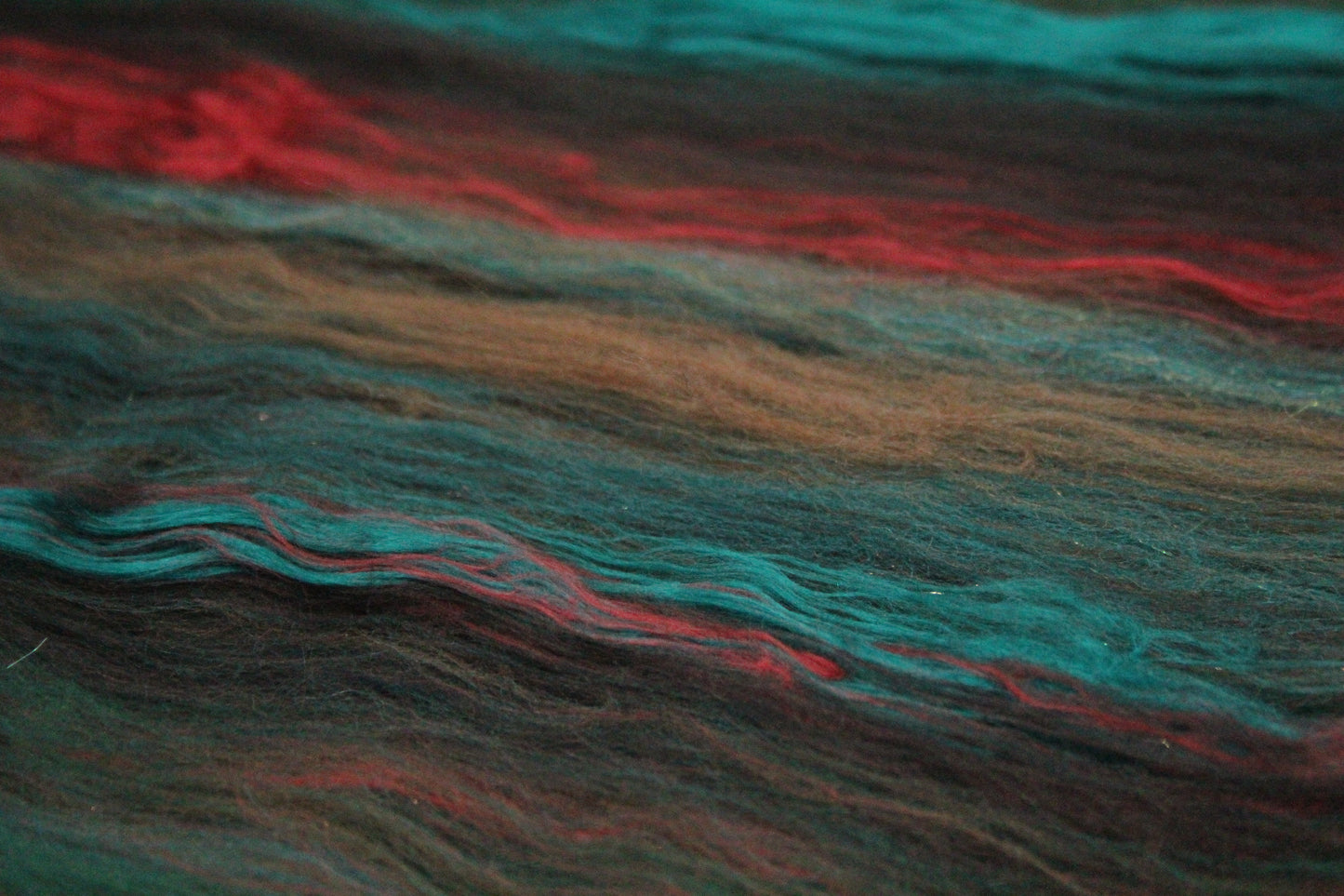 Merino Art Batt  - Green Brown - 72 grams 2.5 oz - Wool for felting, spinning and weaving