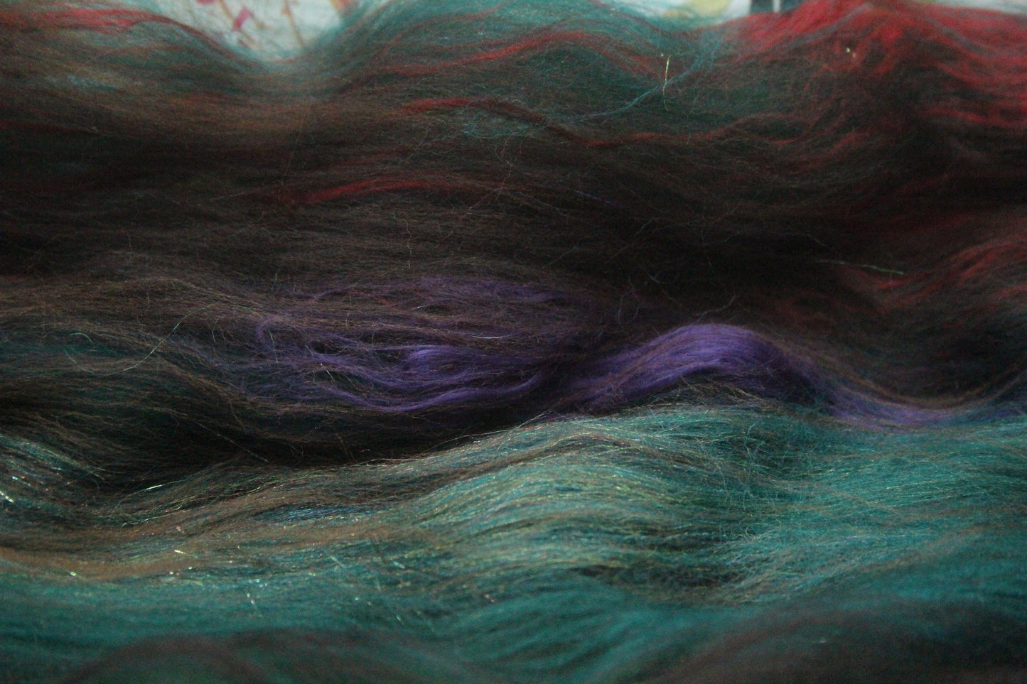 Merino Art Batt  - Green Brown - 72 grams 2.5 oz - Wool for felting, spinning and weaving