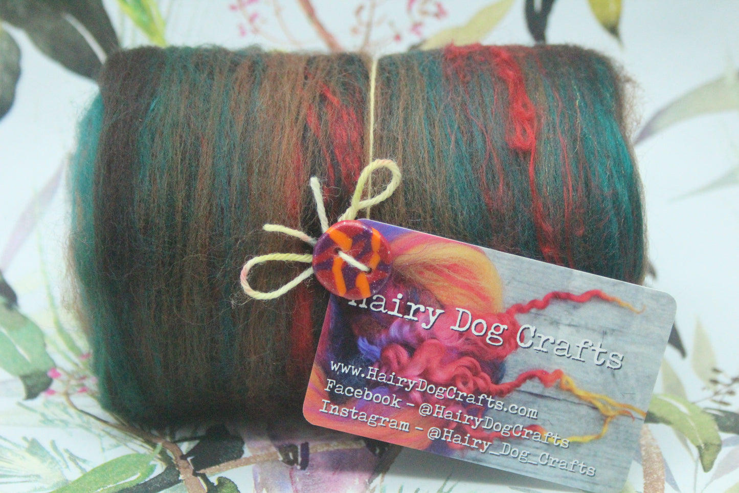 Merino Art Batt  - Green Brown - 72 grams 2.5 oz - Wool for felting, spinning and weaving