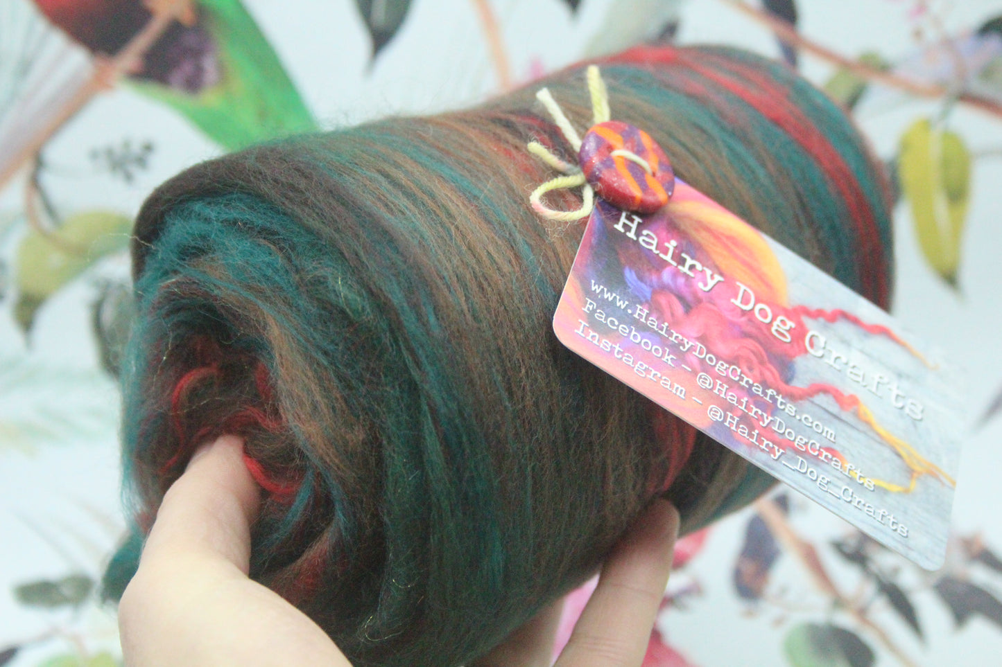 Merino Art Batt  - Green Brown - 72 grams 2.5 oz - Wool for felting, spinning and weaving