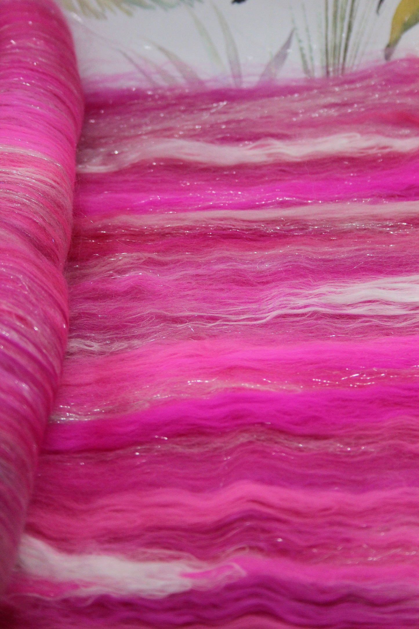 Merino Art Batt  - Pink - 86 grams 3 oz - Wool for felting, spinning and weaving
