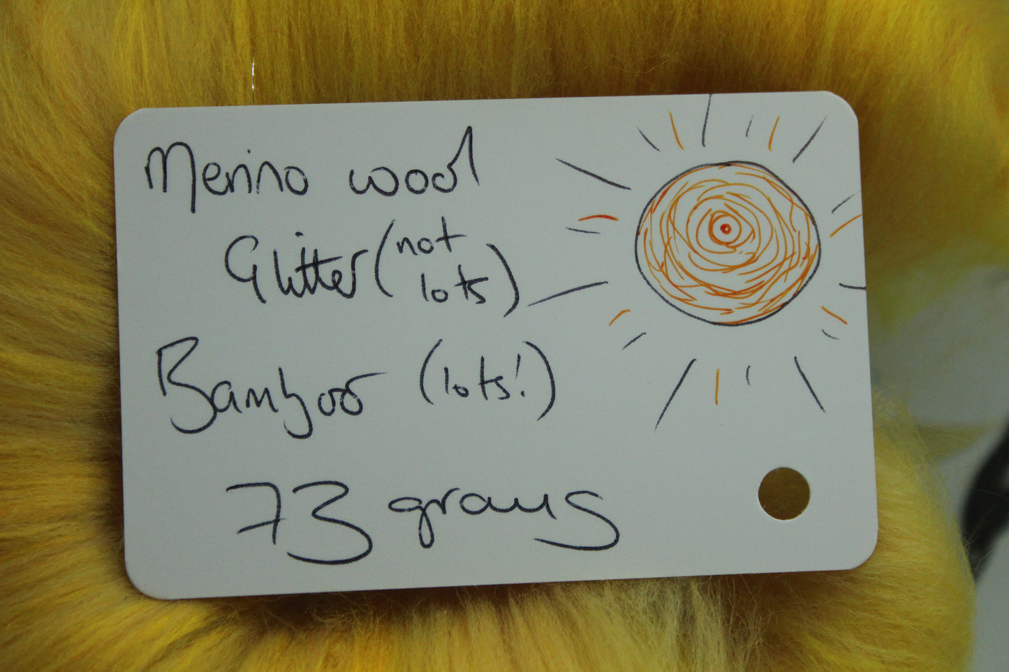 Merino Art Batt  - Yellow - 73 grams 2.5 oz - Wool for felting, spinning and weaving
